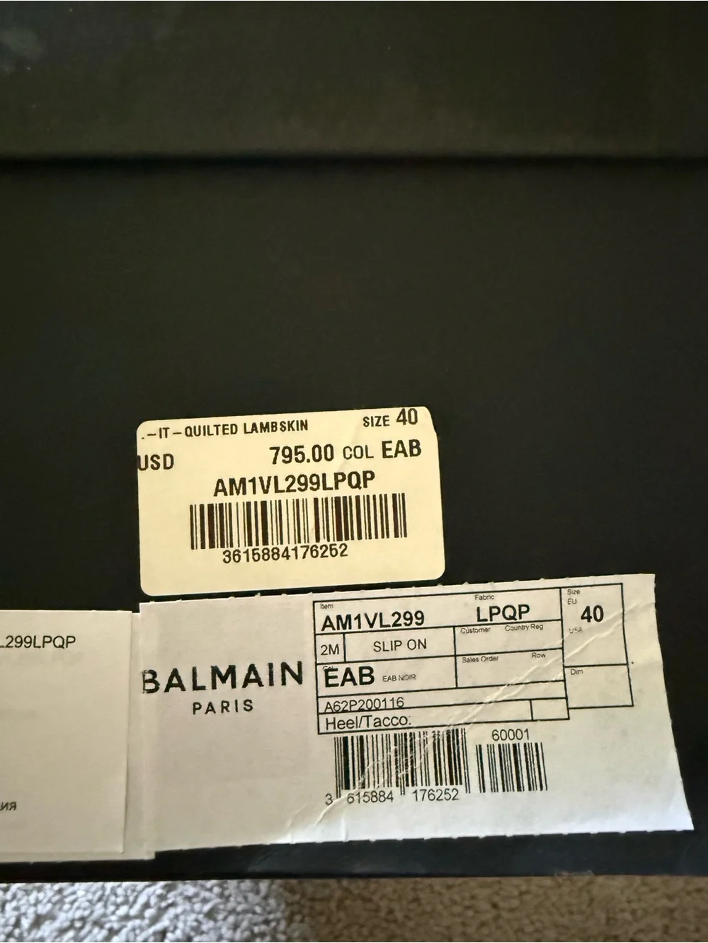 Balmain Black Leather Slides with White Sole and Gold Logo
